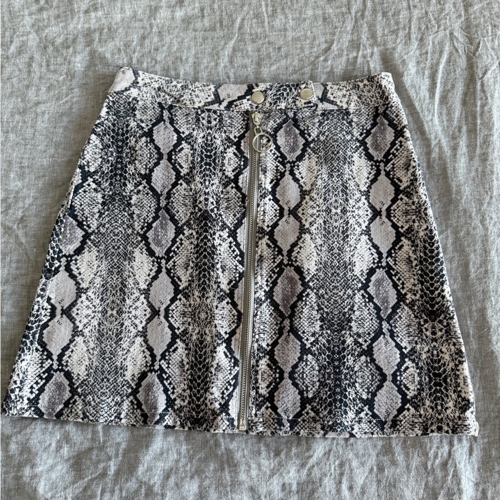 Altar'd State Black and White Snake Print Mini Skirt